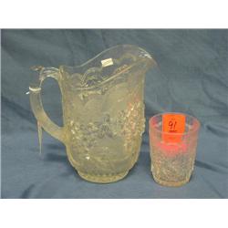 water pitcher and glass