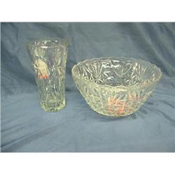 pressed glass punch bowl and vase