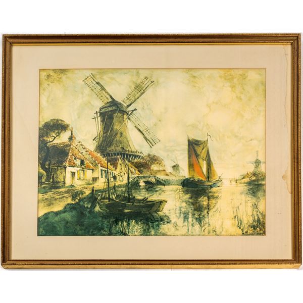 Windmill and River Print  [56852]