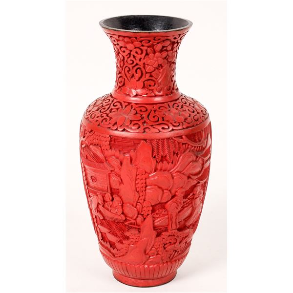 Hand Carved Cinnabar Vase  [171028]