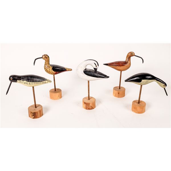 Carved Aquatic Birds on Wood Bases, 5  [172873]