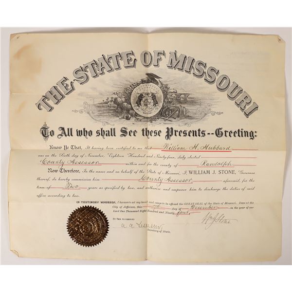 Missouri Governor Signed Document 1894  [171636]