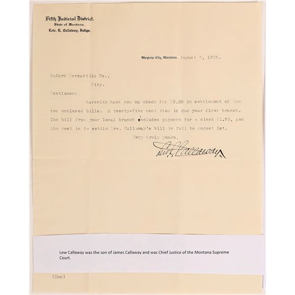 Lew L Callaway Autograph Signed Letter  [162236]