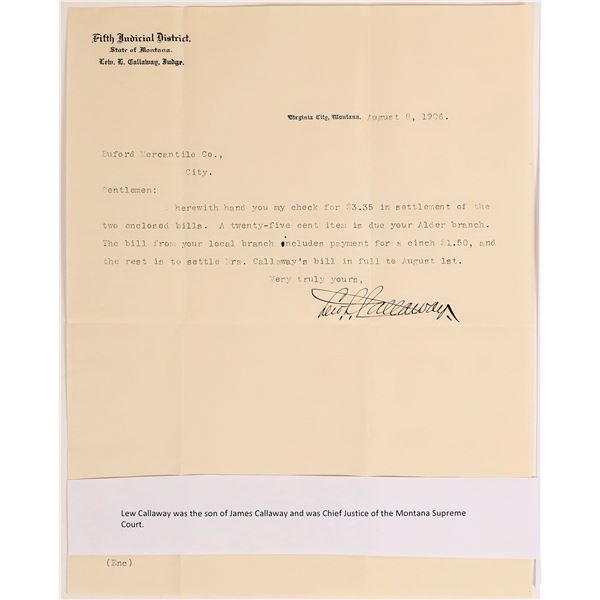 Lew L Callaway Autograph Signed Letter  [162236]