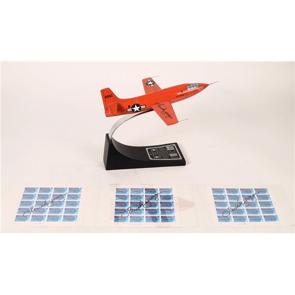 Chuck Yeager Signed X-1 Model and US Stamps  [171806]