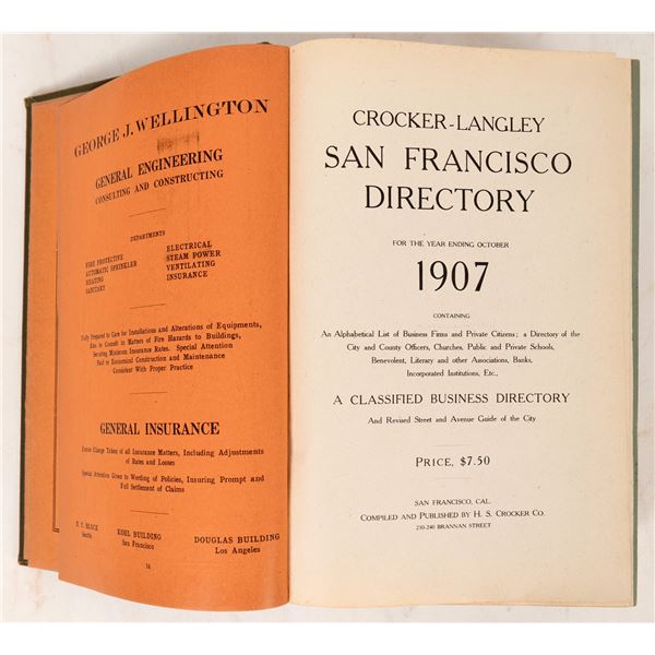 Business Directory From San Francisco 1907  [170066]