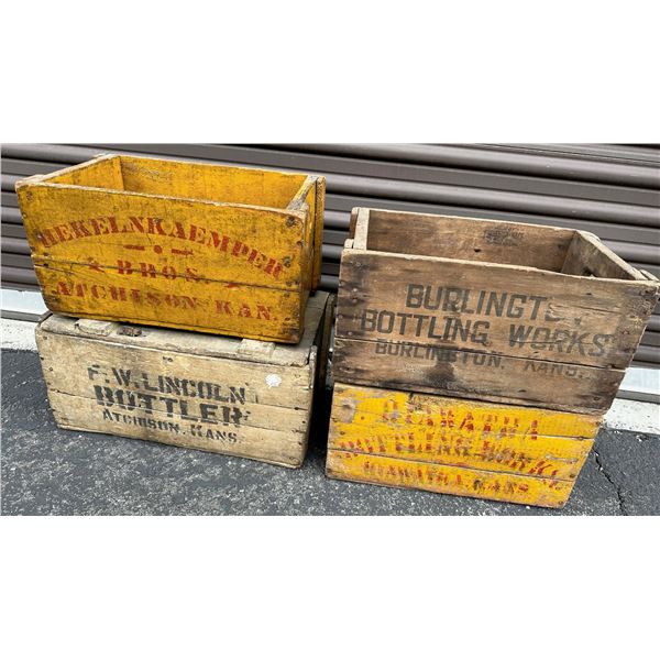 Kansas Soda/Beer Wood Boxes, c 1890-1920 (4)  [172523]