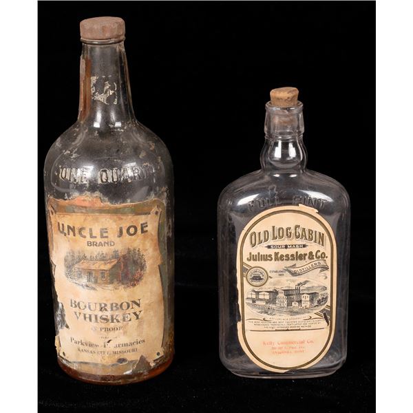 Uncle Joe Bourbon & Old Log Cabin Sour Mash Bottles  [172829]