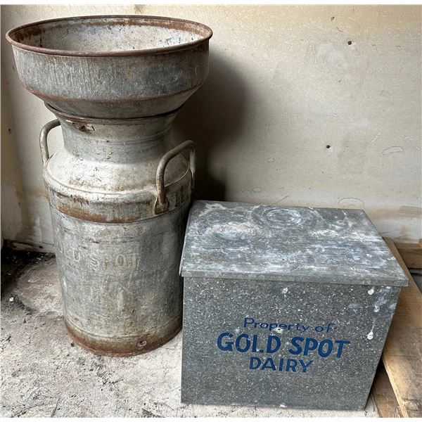 Gold Spot Dairy, (Enid, OK) Tin Box and Round Milk Tin  [172510]