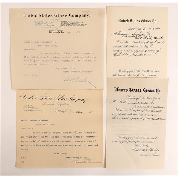 United States Glass Co. Letterheads (4)  [166736]