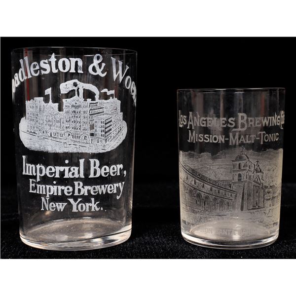 Pictorial Beer Glass Pair  [170839]