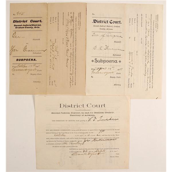 Arizona Territory District Court Subpoenas (3)  [169523]