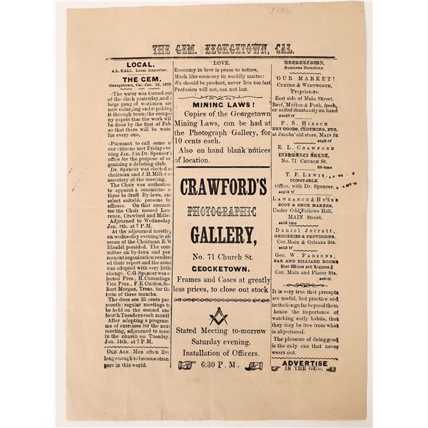 The Gem Newspaper, Rare, 1873  [171076]