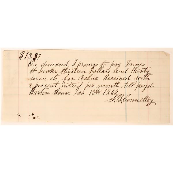 Promissory Note from S. B. Connelly to James H. Drake Burton House   [170319]