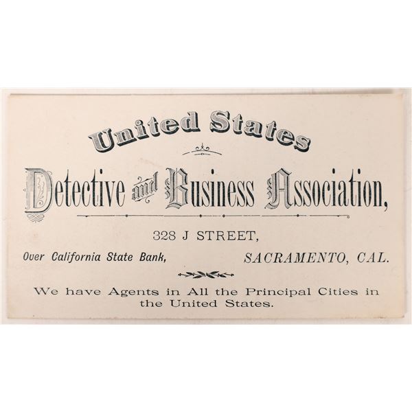 Detective and Business Association Trade Card  [172561]