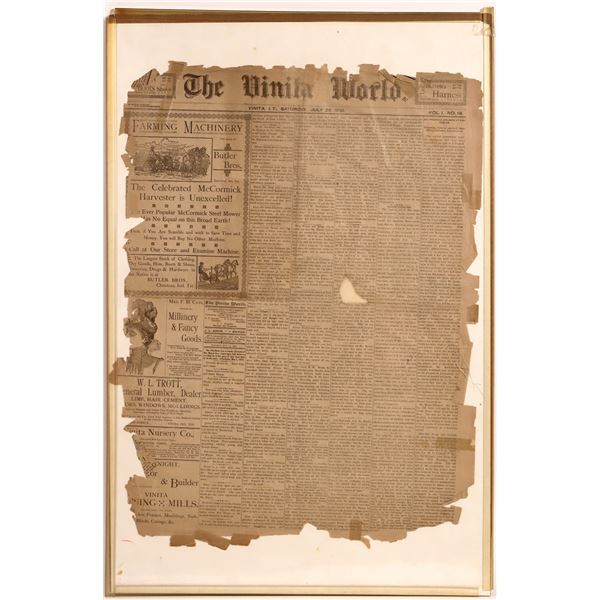 Vinita World Newspaper Front Page, 7/25 1891  [160631]