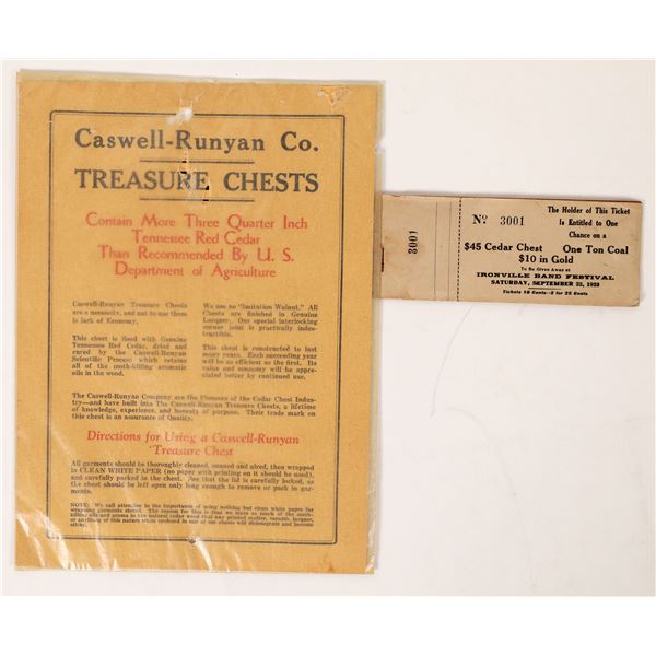 Cedar Chest Advertisement and Raffle Booklet  [171756]