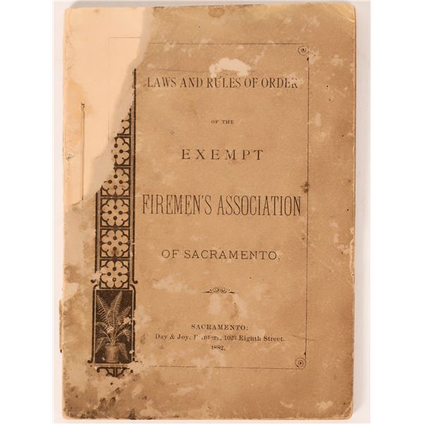 Sacramento Fireman's Assoc. Law and Rules Booklet, 1882  [171131]