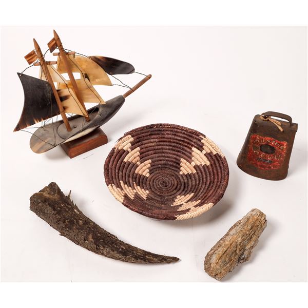 Petrified Wood, African Basket, Boat Made From Horn  [162295]