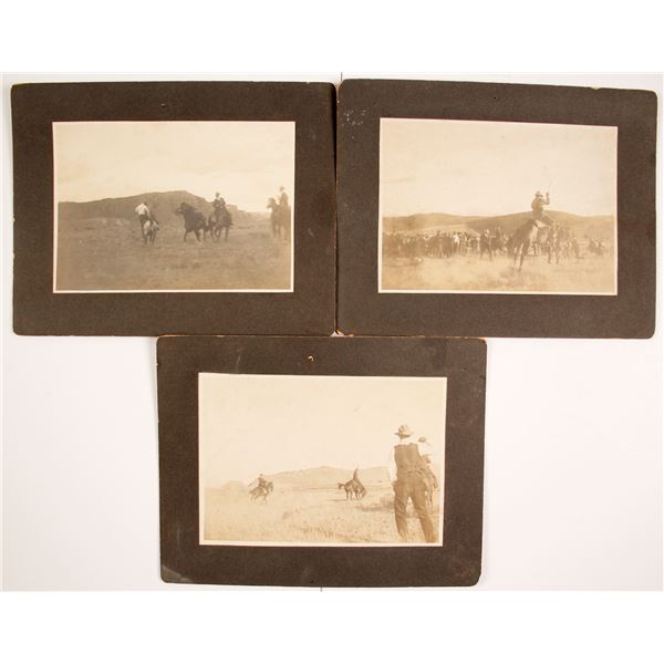 Three Mounted Photographs of Cowboys at Hot Sulphur Springs, Colorado  [169345]