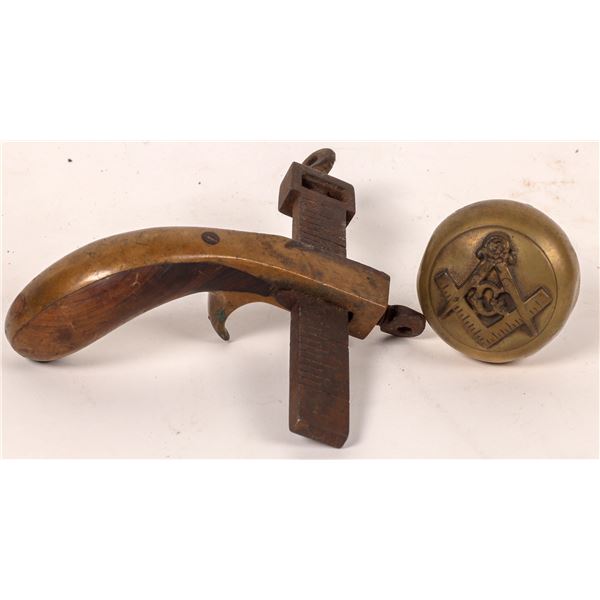 Antique Brass Doorknob & Brass Tool  [170390]