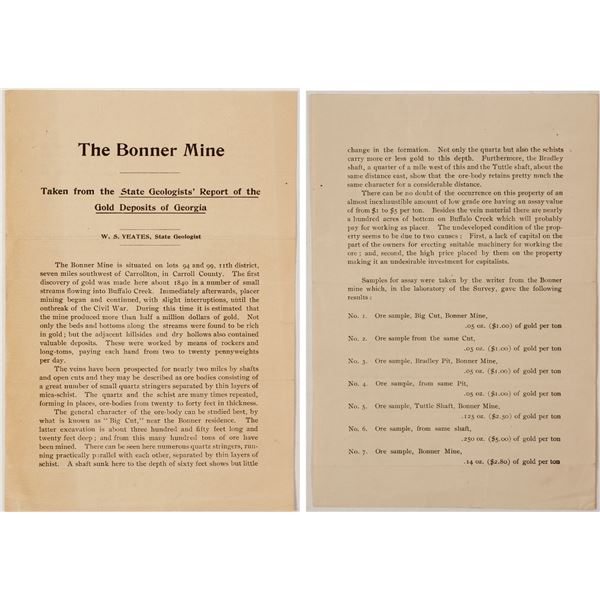 Bonner Mine Report by W. S. Yeates  [57074]