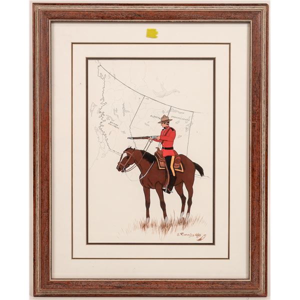 Mountie in Western Canada Signed Print by G. Running Wolf  [168614]