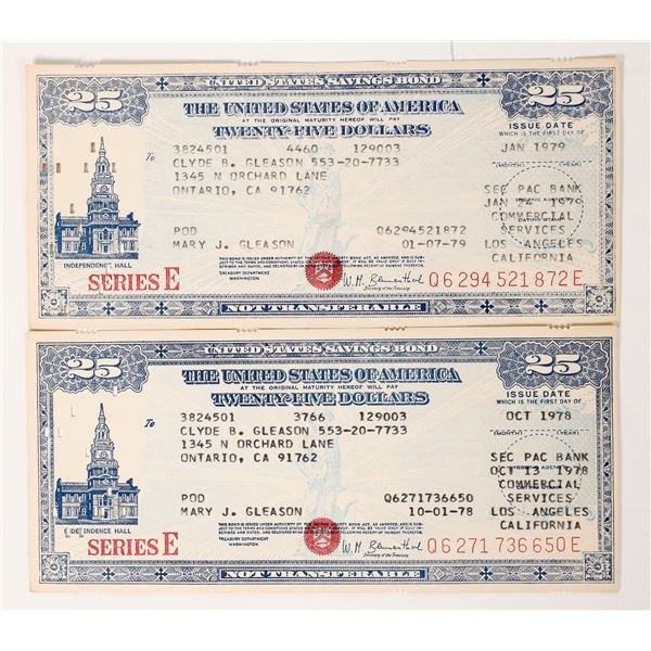 Two Valid U.S. Savings Bonds (2)  [171195]