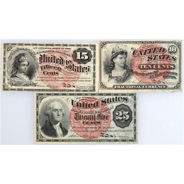 Large Red Seal Fractional Currency: 10, 15 & 25 Cents  [170641]