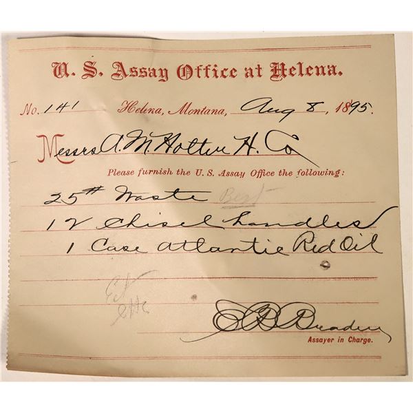 US Assay Office at Helena Order Receipt  [147593]