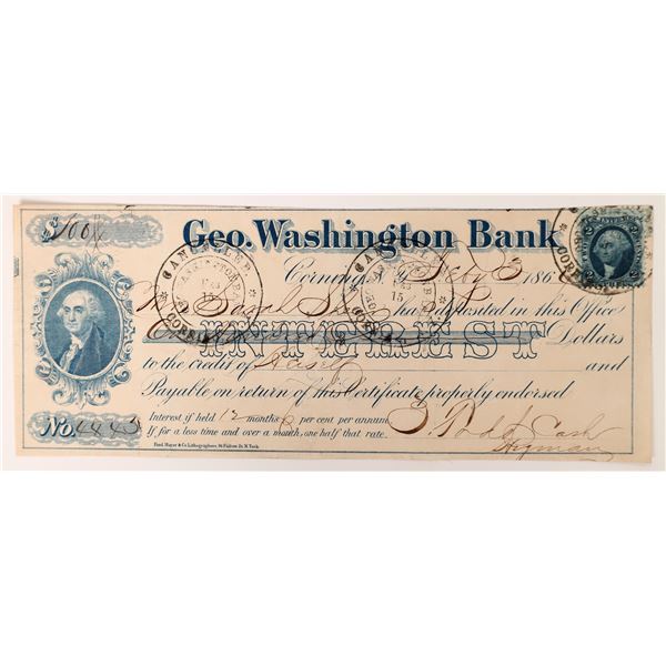 George Washington Triple Play Check, Rare  [172350]