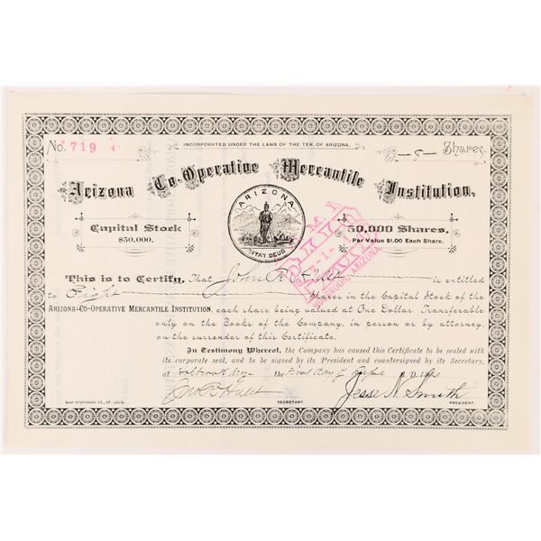 Arizona Co-Operative Mercantile Assn. Stock  (Mormon Business)  [160412]