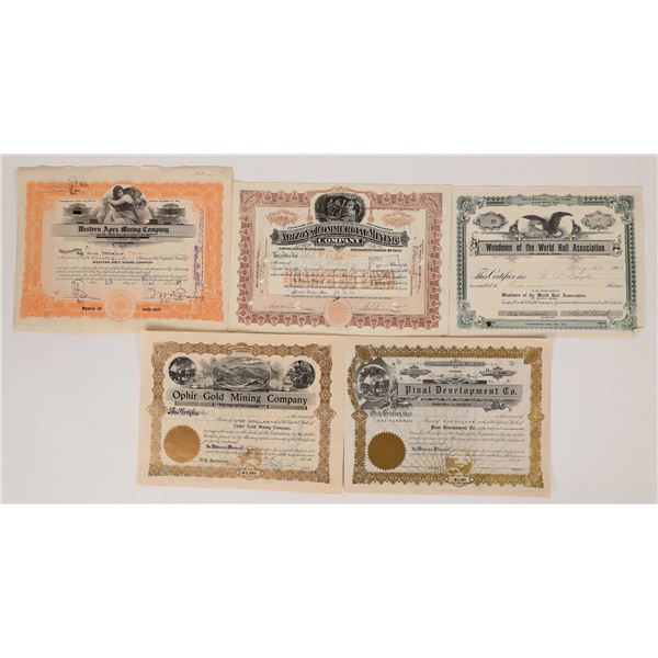 Arizona Stock Certificates (5)  [172210]