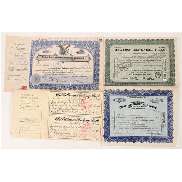 Chollar and Other Mining Stock Certs (4)  [171918]