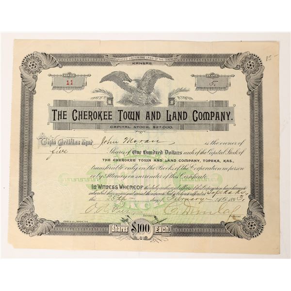 Cherokee Town & Land Co. Stock Certificate  [171782]