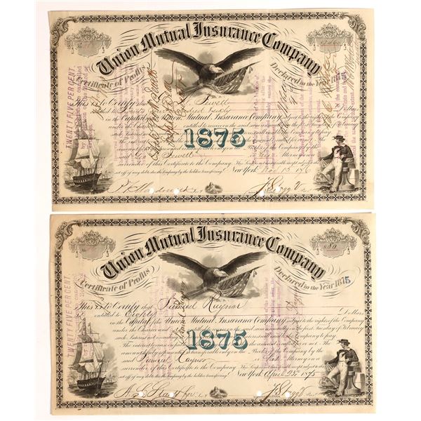 Union Mutual Insurance Company Stock Certificate Pair  [155554]