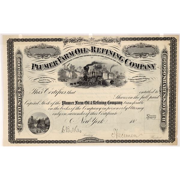 Plumer Farm Oil & Refining Company Stock Certificate -- Specimen  [167019]