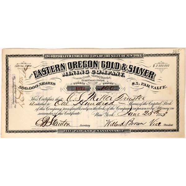 Eastern Oregon Gold & Silver Stock, 1883  [171552]