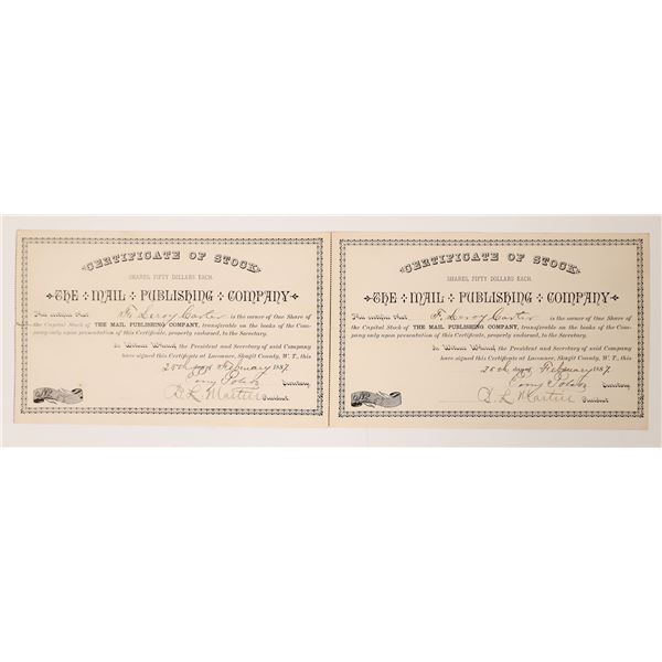 The Mail Publishing Company Stock Certs (2)  [171773]