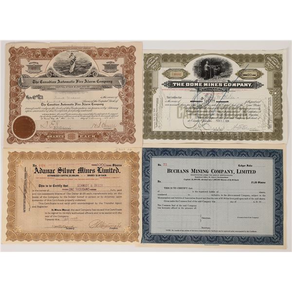 Canadian Based Stock Certificates (4)  [172219]