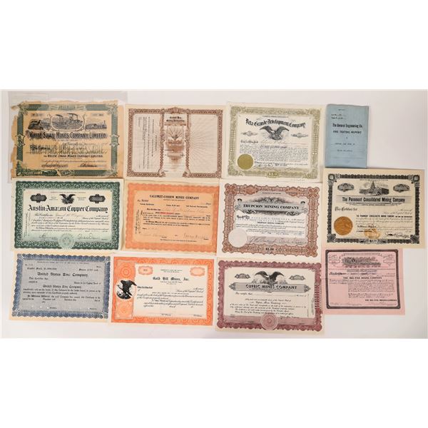 Assorted Mining Stock Certificates(12)  [172046]