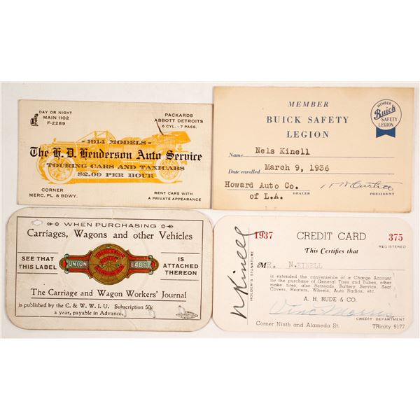 Early Automobile Calling/Membership Cards  [169519]