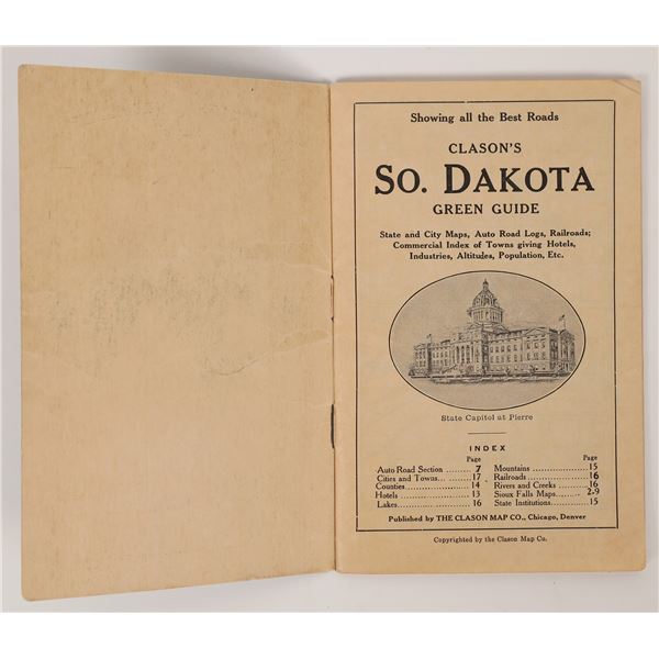 Clason's So. Dakota Green Guide with Roads and Railway Maps  [170404]