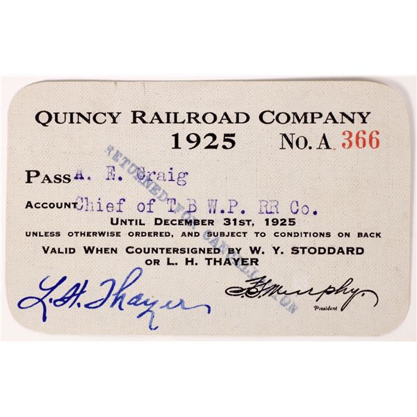 Quincy Railroad Co. Pass   [170461]