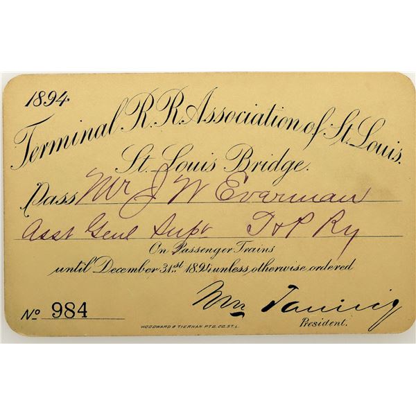 Terminal Railroad Association of St. Louis, St. Louis Bridge Pass  [166903]