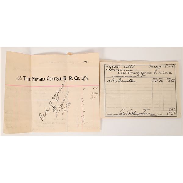 Nevada Central Railroad Receipts (11)  [171414]