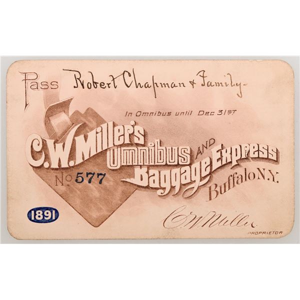 CW Miller's Omnibus & Baggage Express Annual Pass  [167565]