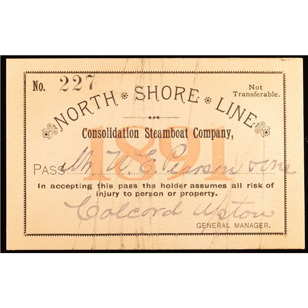 North Shore Line, Consolidation Steamboat Company Pass  [151338]