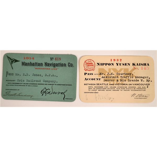 Two Different Steamer Line Annual Passes: Manhattan and Nippon Yusen Kaisha  [160252]