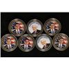 Image 1 : 7 PRESIDENTIAL COLORIZED TOKENS.  5-GOLD COLORED